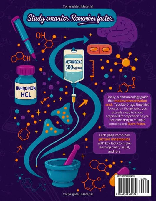 Top 200 Drugs Simplified: Pharmacology Coloring Book & Study Guide